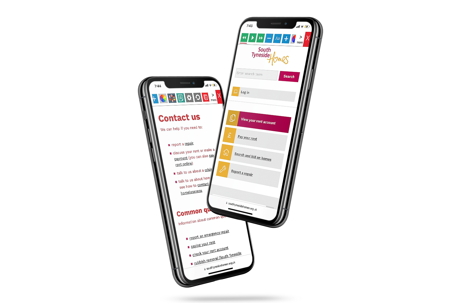 South Tyneside Homes Accessible site Recite Me