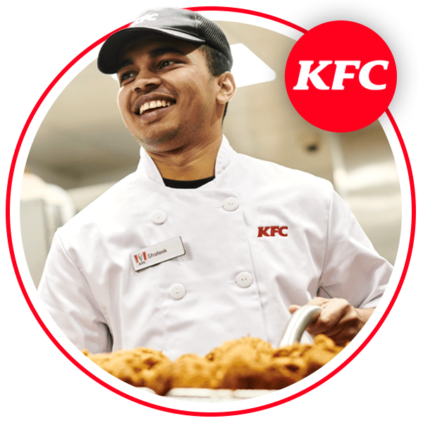 KFC member of staff smiling