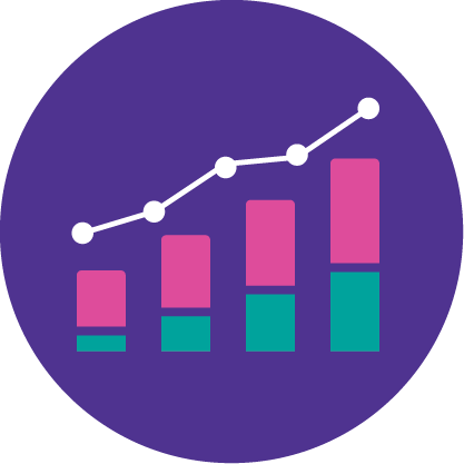 Graphic showing a steady increase