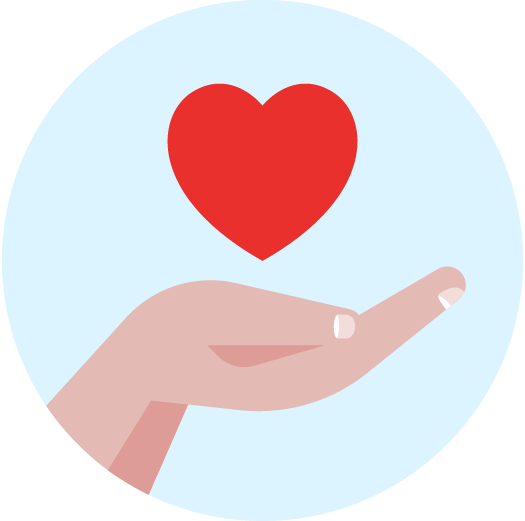 Animation of a hand holding a heart