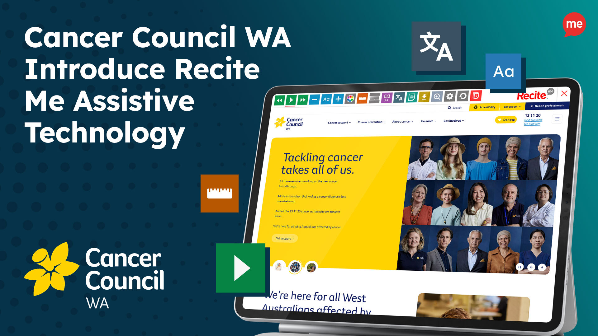 Cancer Council WA Introduce Recite Me Assistive Technology