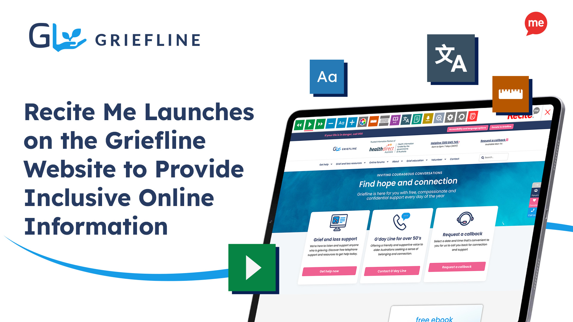 Recite Me Launches on the Griefline Website to Provide Inclusive Online Information
