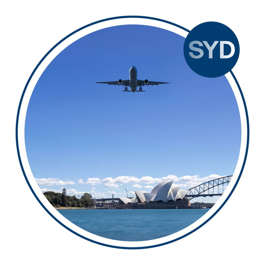 Plane flying over Sydney