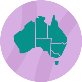 Cartoon image of Australia on a map