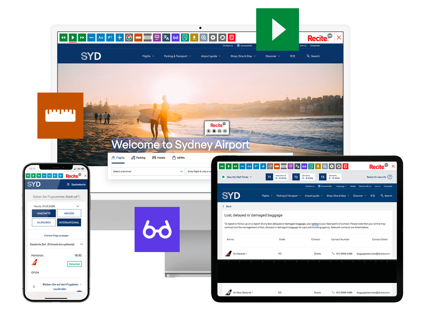 Recite Maker Sydney Airport Accessibility Tools | Recite Me