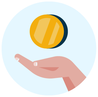 Icon of a hand holding a coin