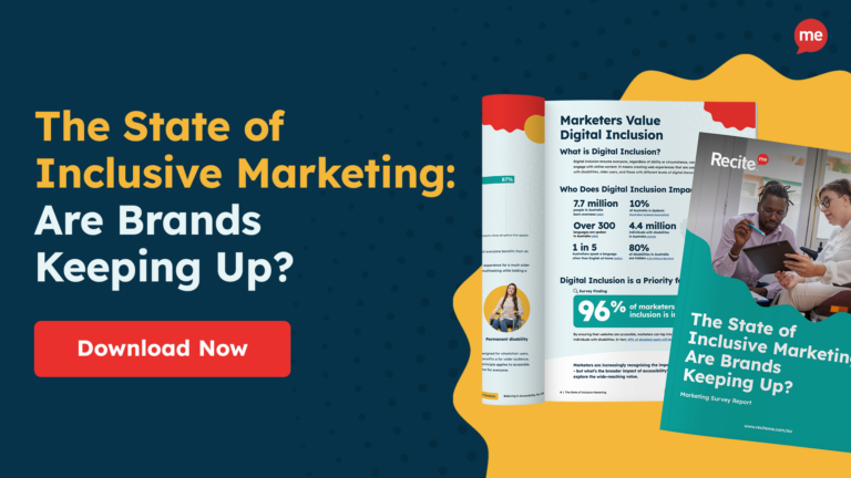 Text reads: The State of Inclusive Marketing: Are Brands Keeping Up? Image shows mock-up of the marketing survey