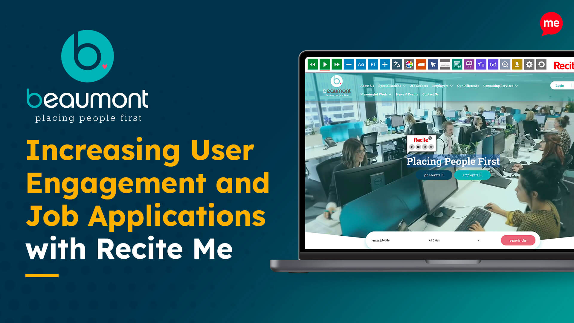 Thumbnail reads, Increasing User Engagement and Job Applications with Recite Me