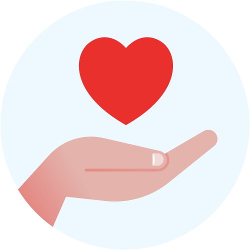Hand holding a heart icon