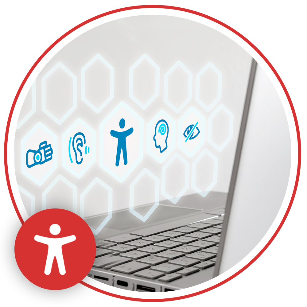 laptop screen with accessibility icons
