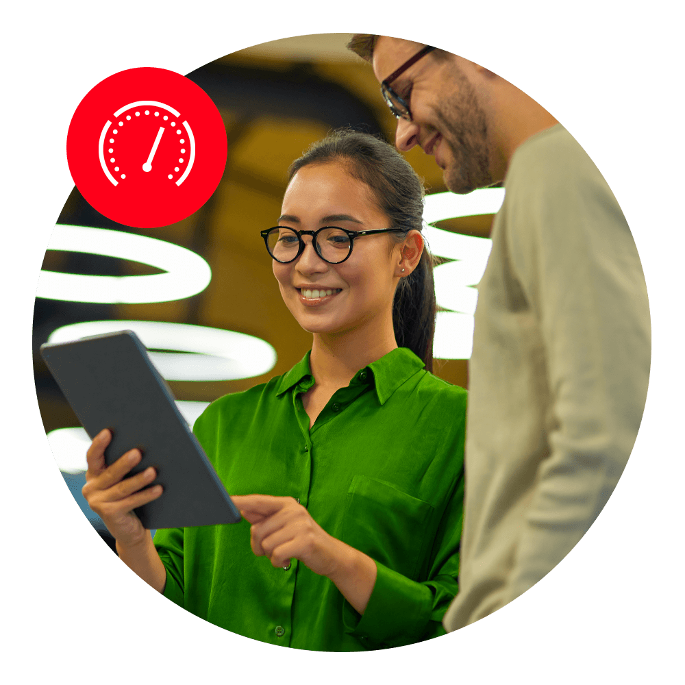 two people sharing an ipad