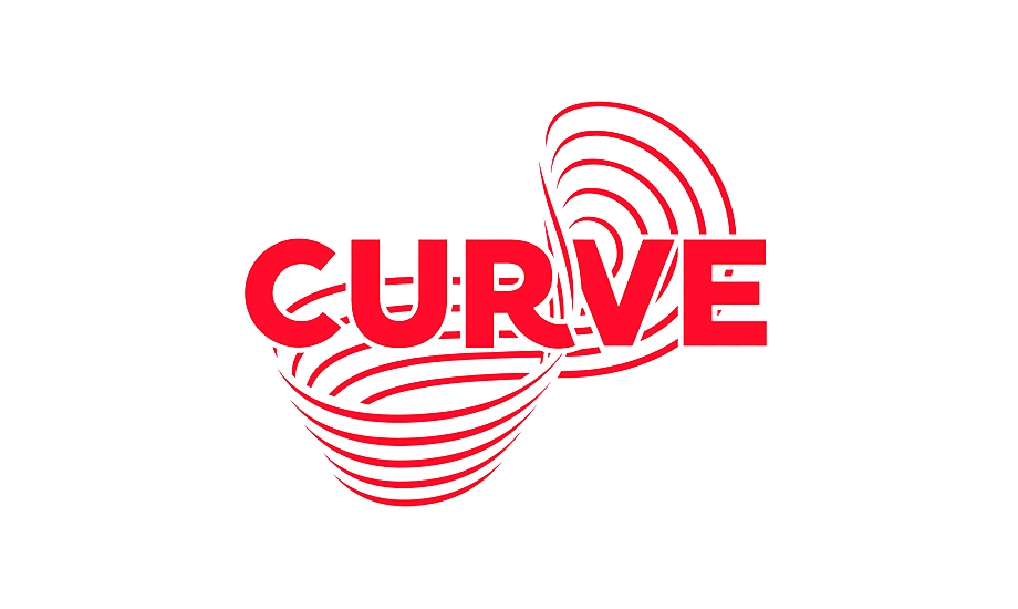 red logo with a curve