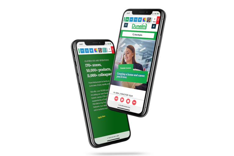 Mobiles with Dunelm website using the Recite Me assistive toolbar