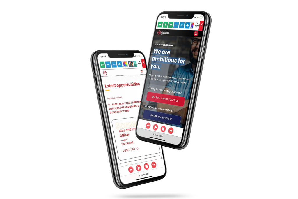 Mobiles with Morson website using the Recite Me assistive toolbar