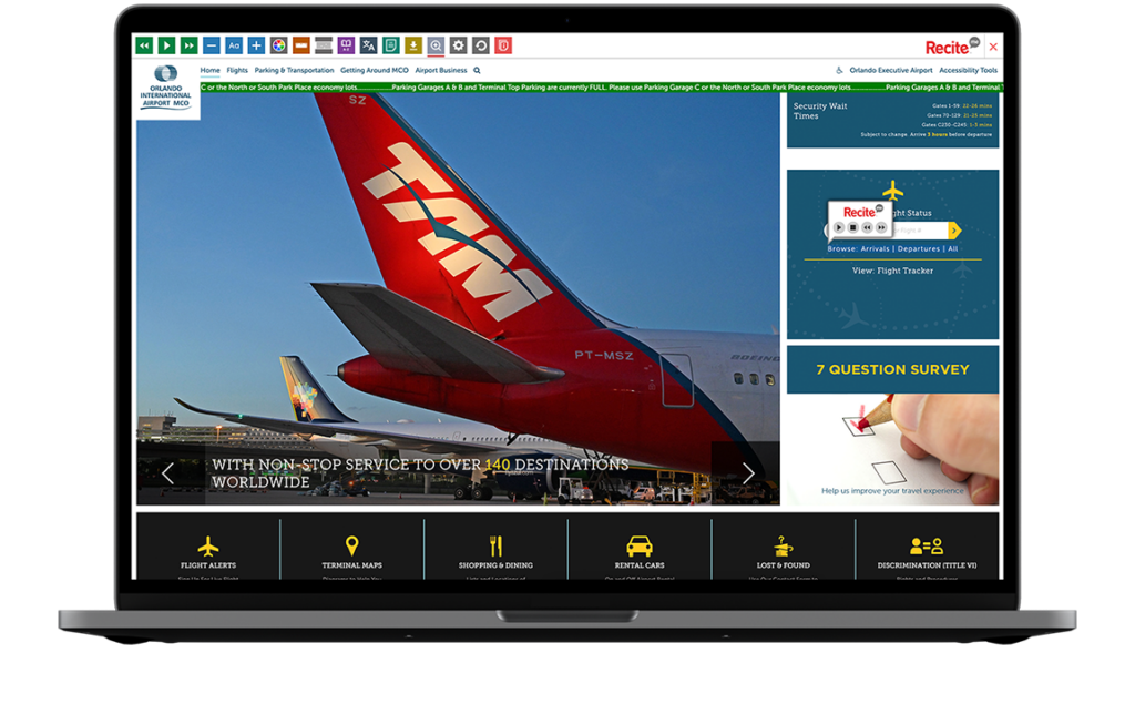 Laptop with Orlando International Airport website