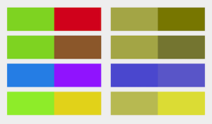How a regular sighted person would view these colours compared to someone with Protanopia