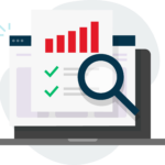 Graph and magnifying glass icons