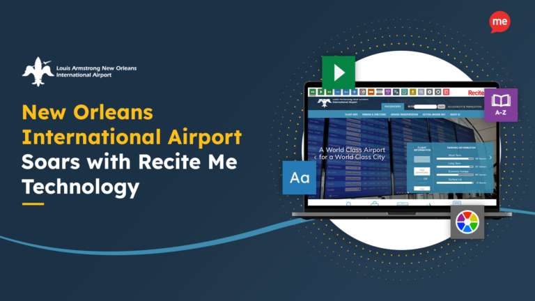 New Orleans International Airport Soars with Recite Me Technology with an image of laptop screenshot of https://flymsy.com/ website