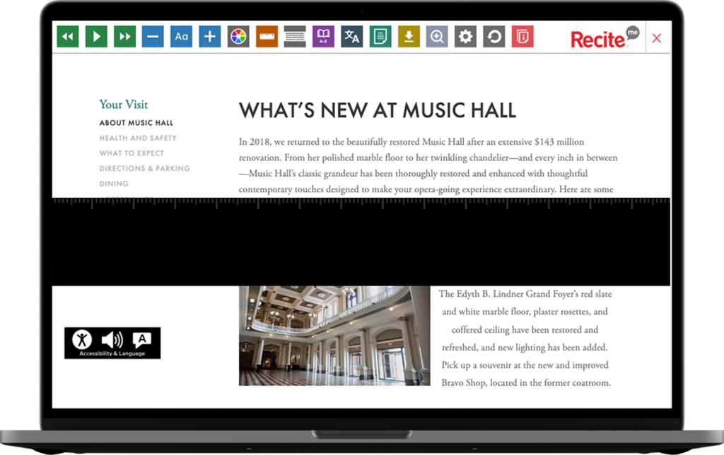 Laptop with screenshot of Cincinnati Opera website