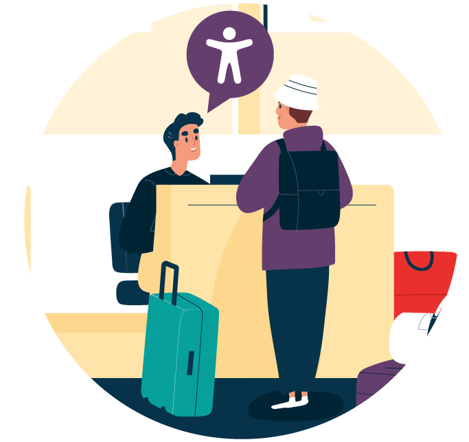 An Illustration of a person checking in for a flight at an airport