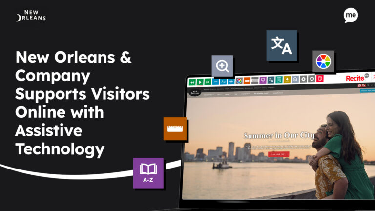 New Orleans & Company Supports Visitors Online with Assistive Technology with a laptop image with a screenshot of the https://www.neworleans.com/ website