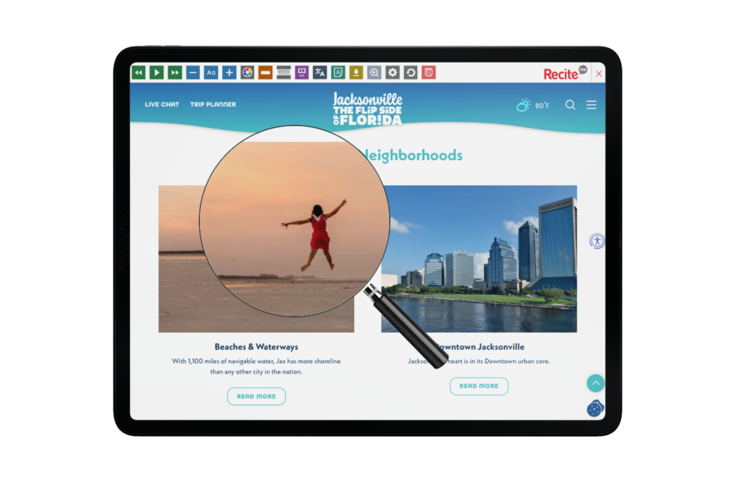 Tablet with screenshot of http-__www.visitjacksonville.com_ website