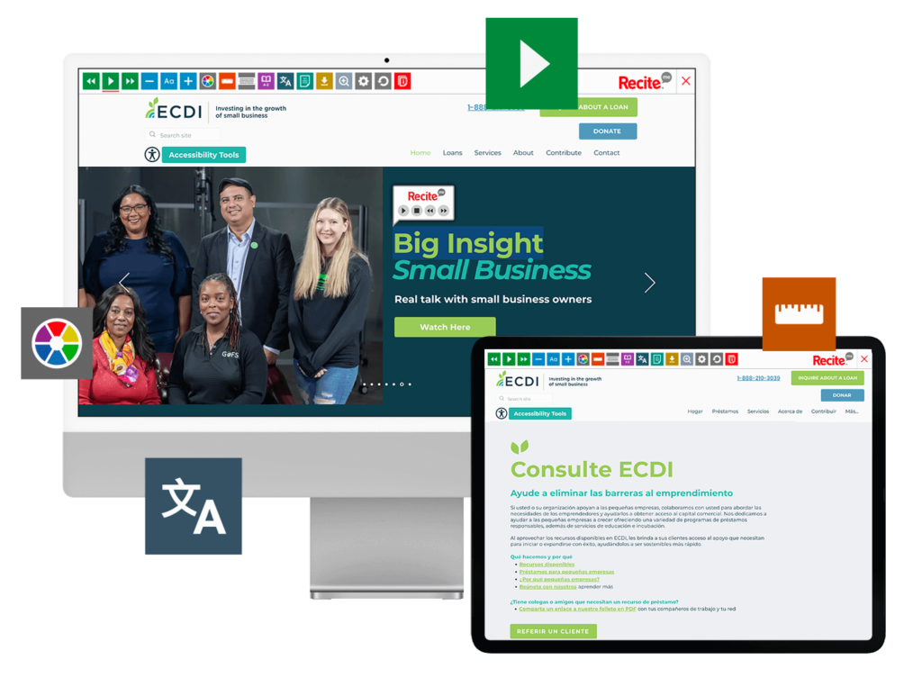 Laptop and tablet with screenshot of the ECDI website.