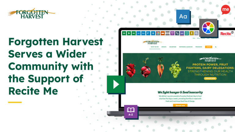 Forgotten Harvest Serves a Wider Community with the Support of Recite Me with a laptop with screenshot of https://www.forgottenharvest.org/ website