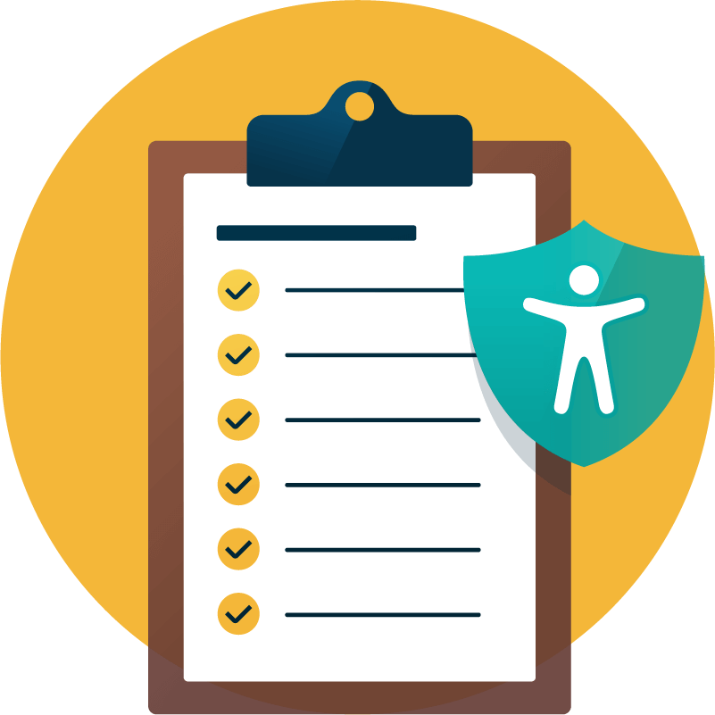 A checklist and an accessibility icon