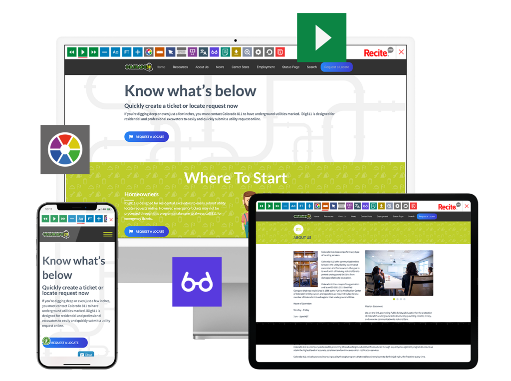 Desktop, tablet, and mobile phone with screenshot of Colorado website