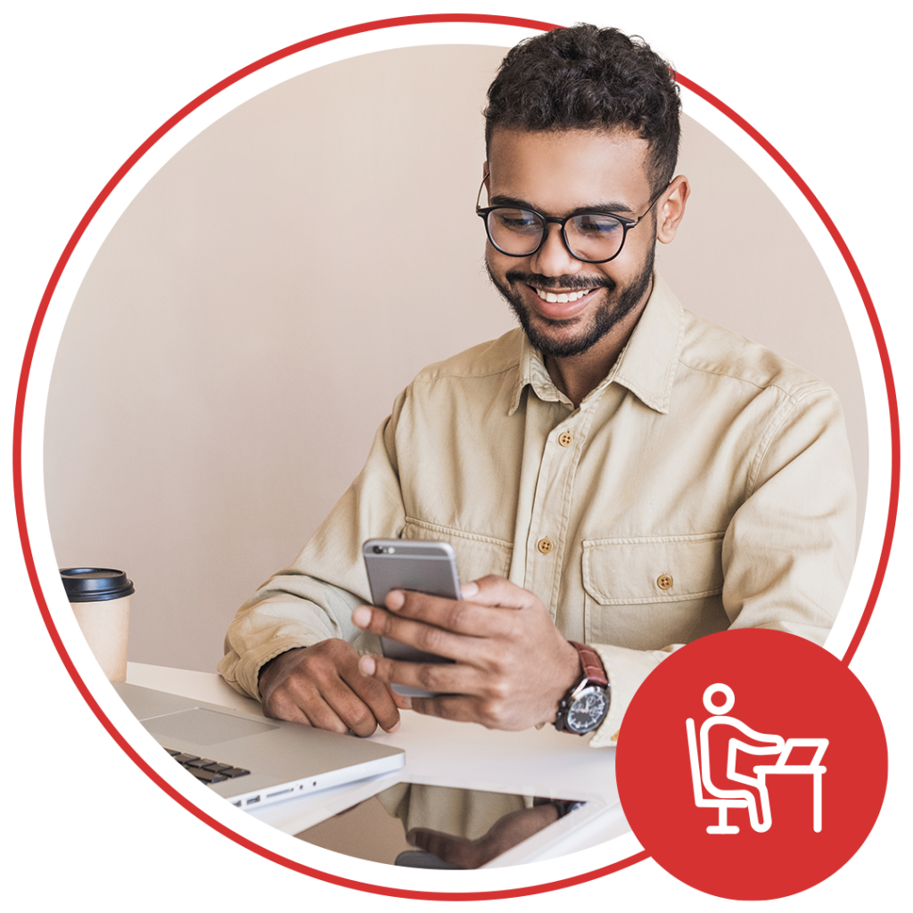 man looking at phone