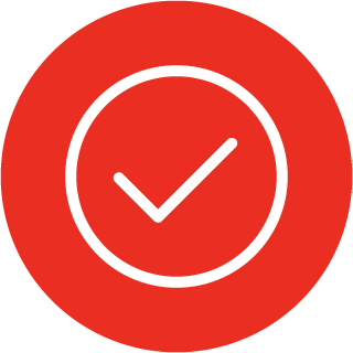 Checkmark with a red background in a circle