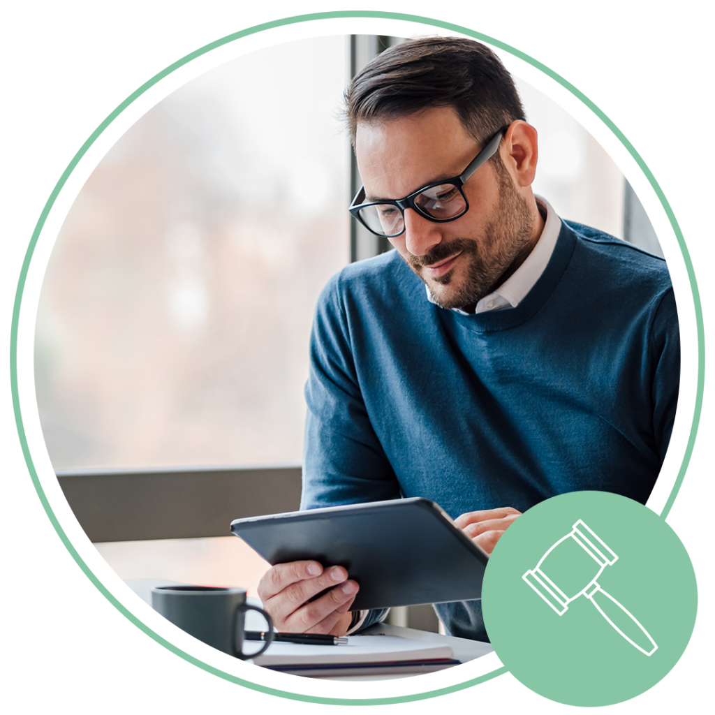 man using tablet