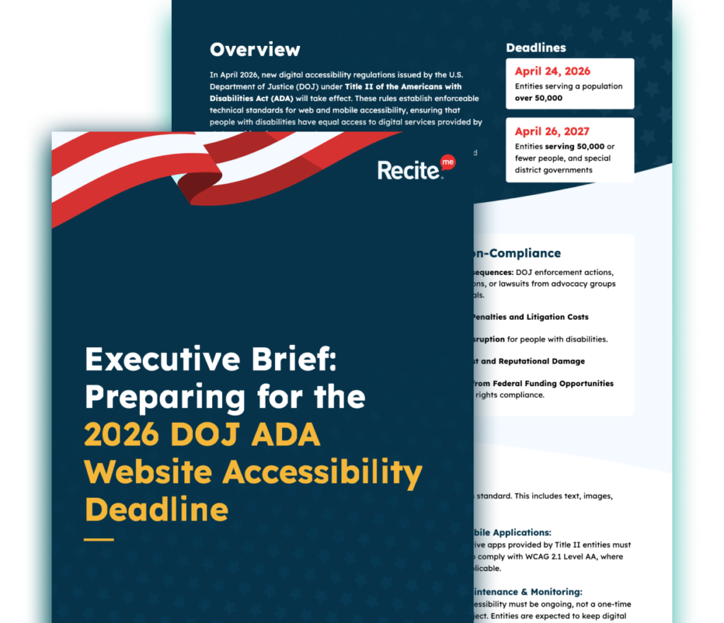Executive Brief: Preparing for the 2026 DOJ ADA Website Accessibility Deadline