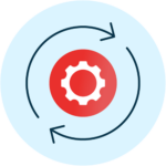 A red wheel icon with arrows going in a circle