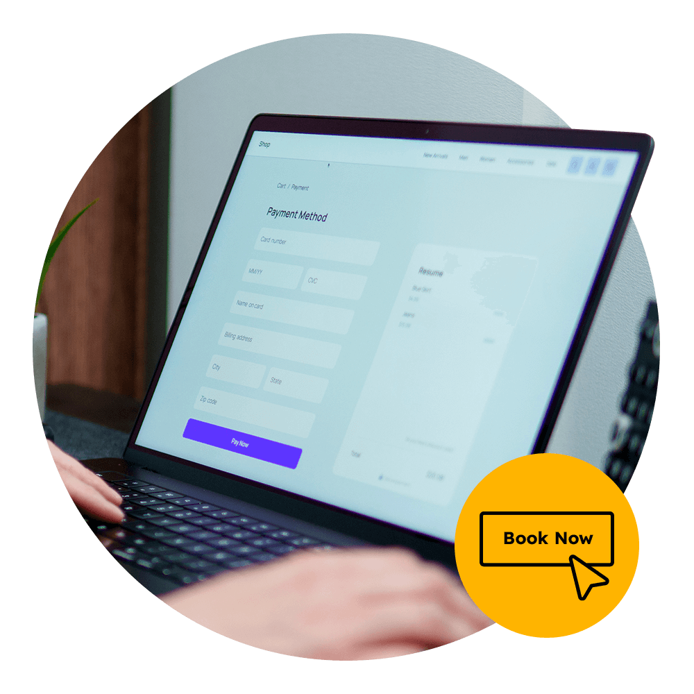 a laptop screen with a website form on it