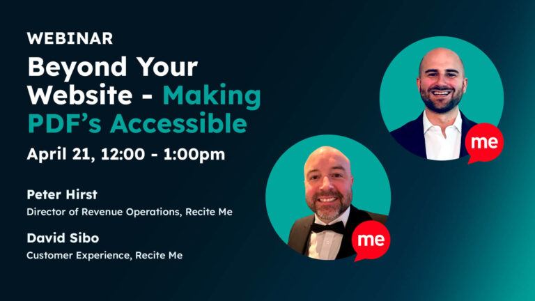 Webinar: Beyond Your Website - Making PDF’s Accessible. April 21, 12:00 PM - 1:00 PM