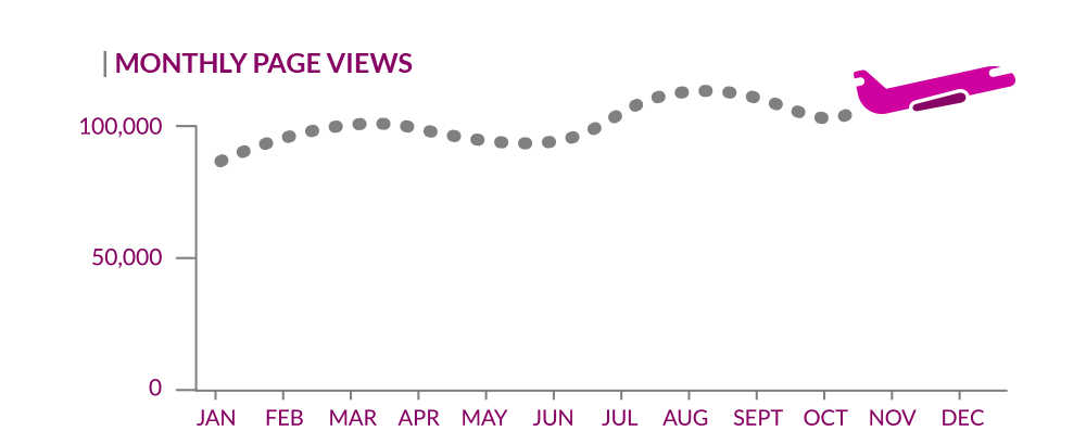 Monthly accessible page views on airport website using recite me