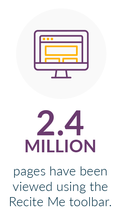 Over 2.4 million pages have been viewed using the Recite Me toolbar.