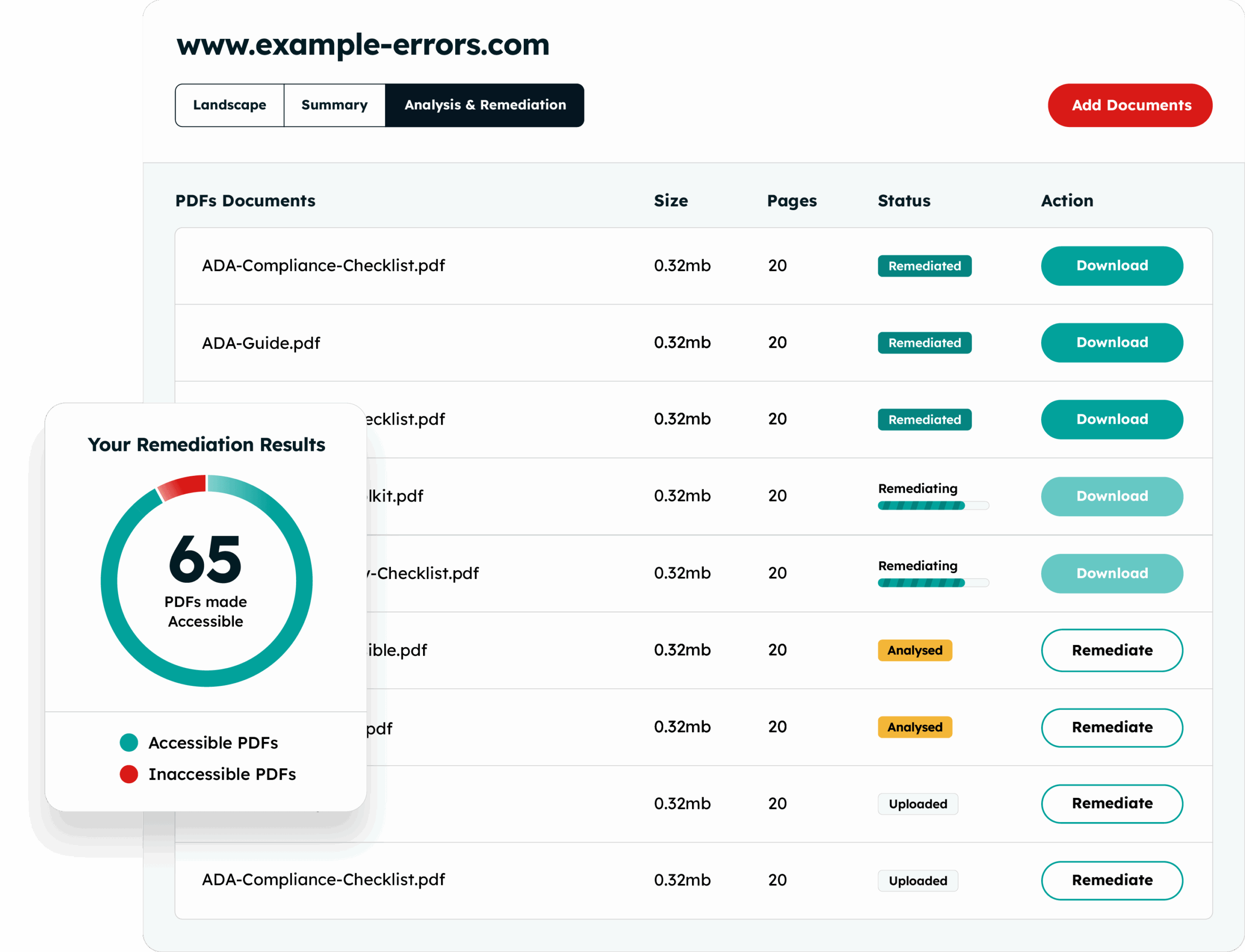 Example of the PDF Accessibility Crawler and Remediation tool by Recite Me