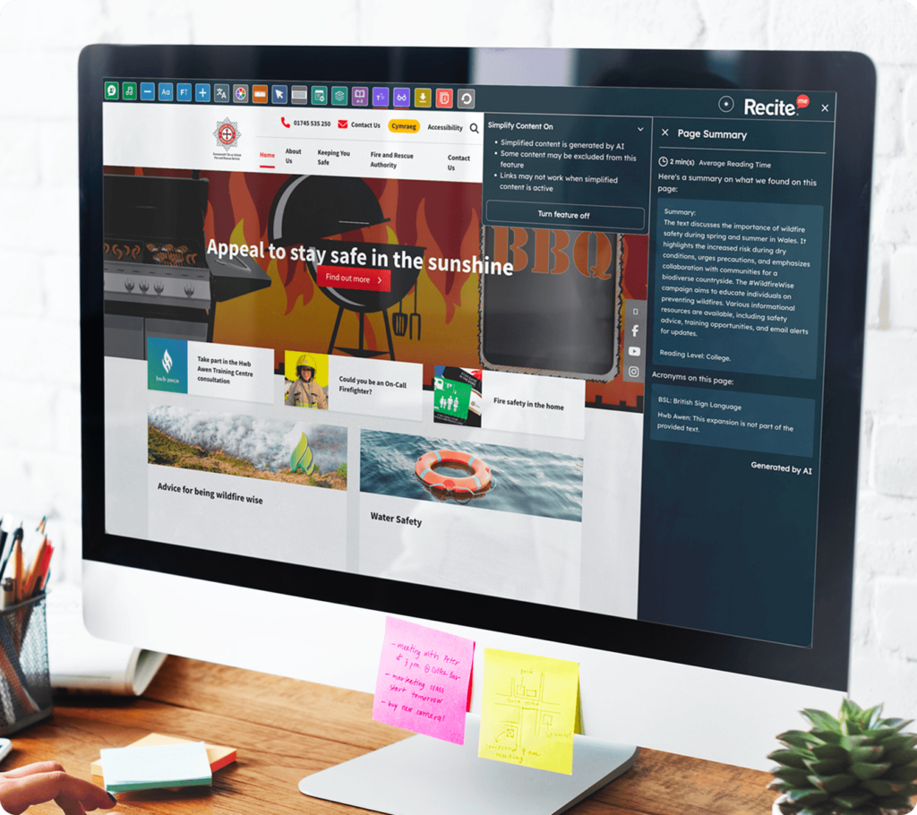 website with the Ai features in use
