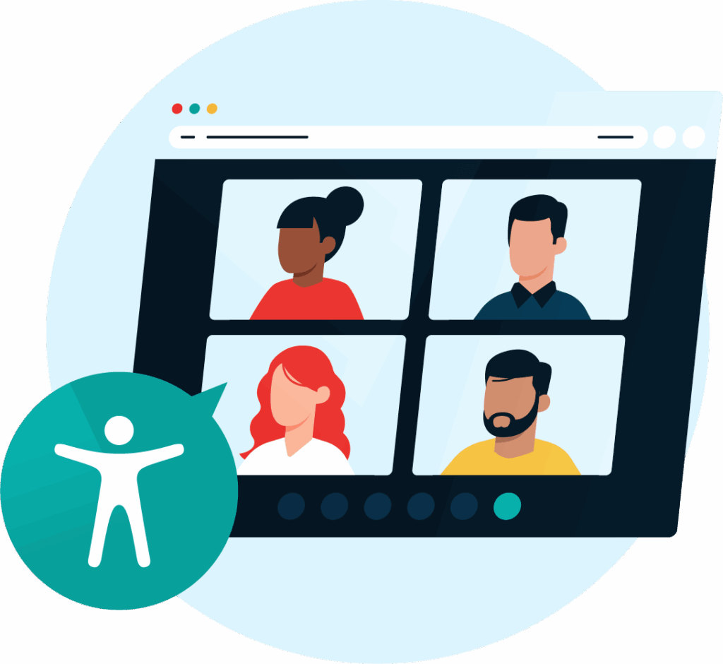 Webinar with diverse people icon