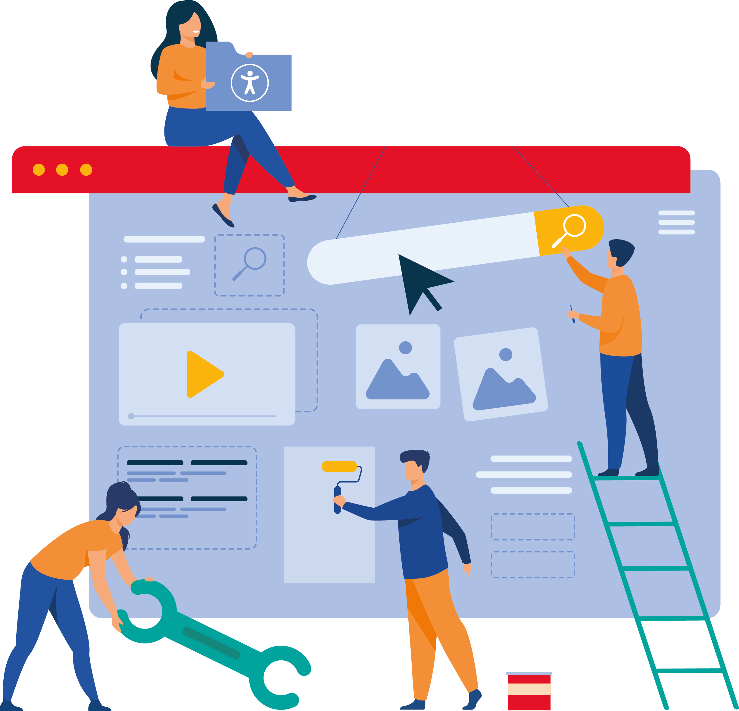illustration of people working on a website