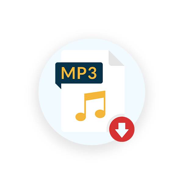 Icon showing the download of a mp3 file