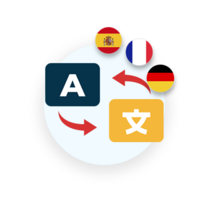 Icon showing different languages representing translation