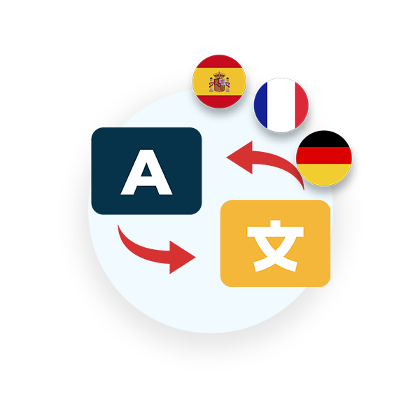 Icon showing different languages representing translation