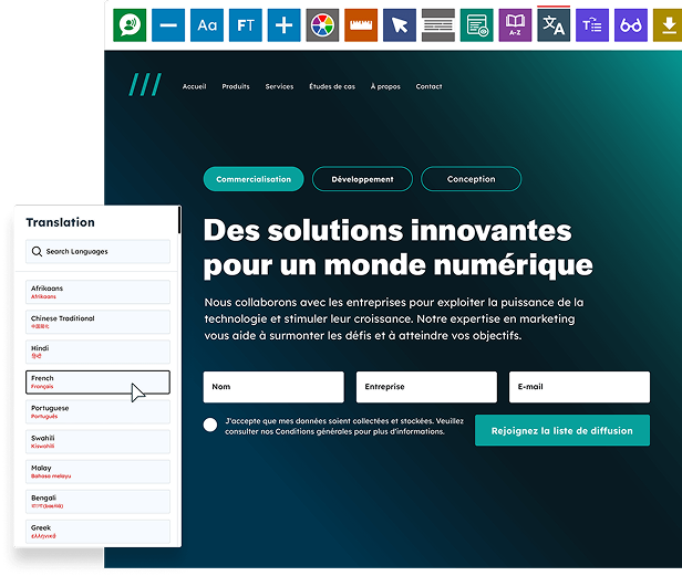 Example image of a website using the Recite Me Toolbar