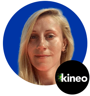 Kirsty Hames headshot and Kineo logo
