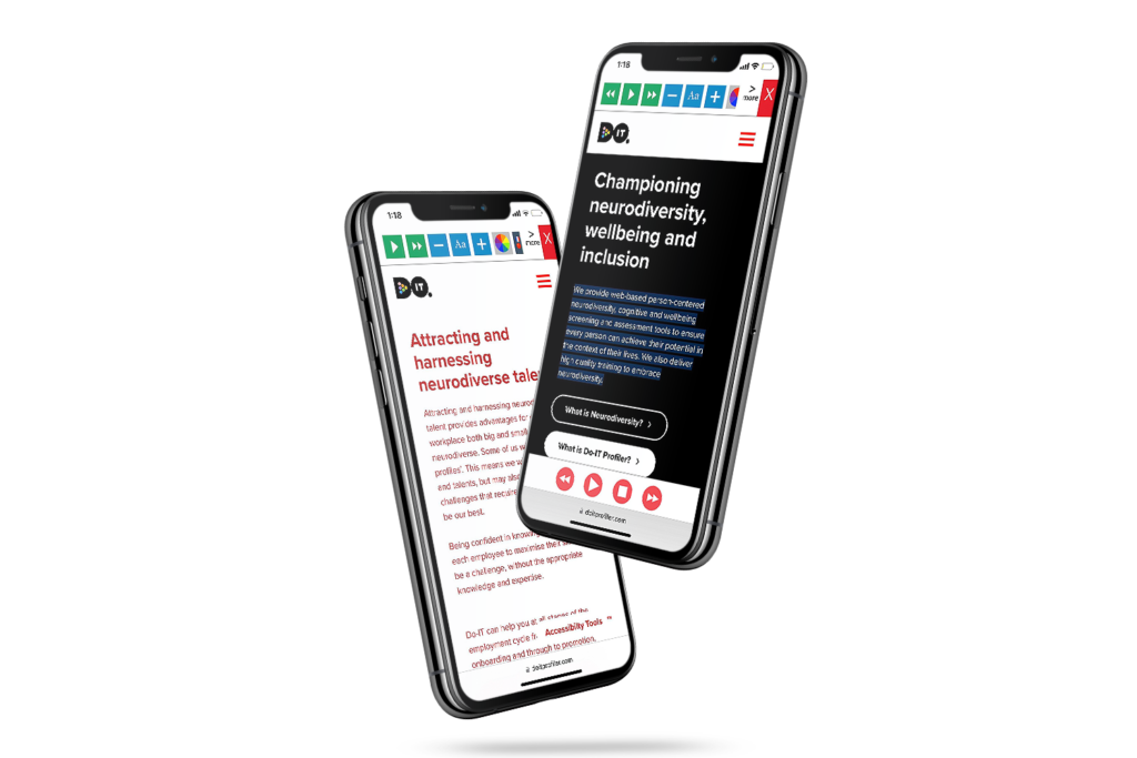 Mobiles with Do It Profiler website using the Recite Me assistive toolbar