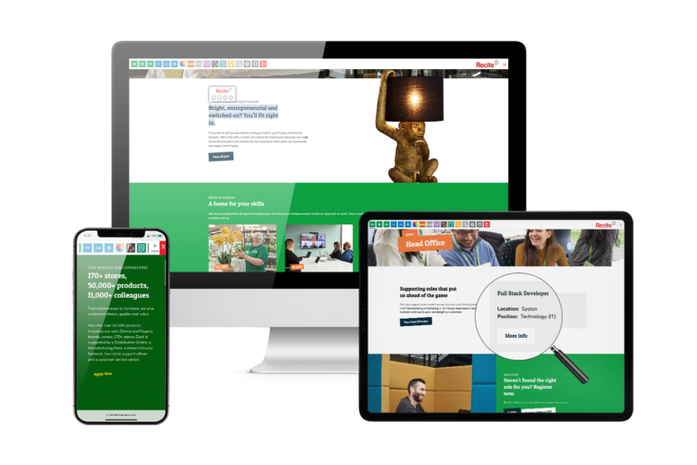 Dunelm Accessible Careers site Recite Me